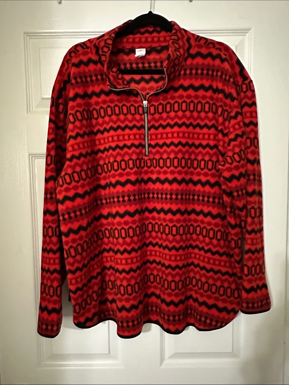 Lane Bryant Livi Active Red Patterned Quarter-Zip Fleece Pullover 22/24